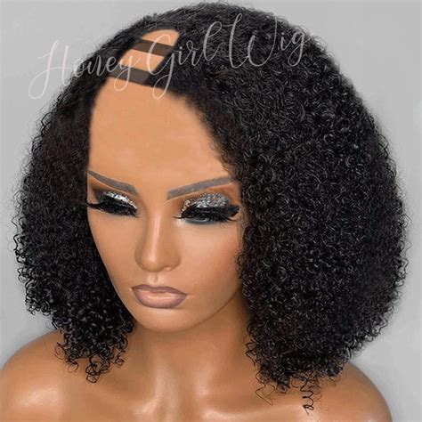 Amazon Com U Part Wig Human Hair X U Part Wigs Kinky Curly For Black Women Curly Wig A