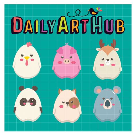 Cute Fluffy Animals Clip Art Set Daily Art Hub Free Clip Art Everyday