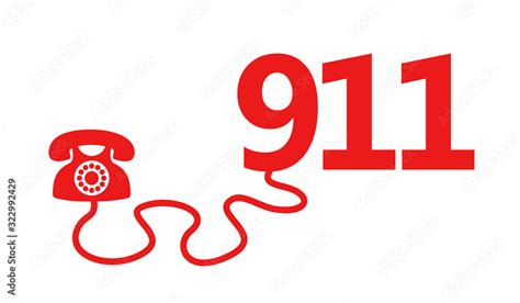 911 Emergency Call From Phone To Hotline Telephone Number Vector