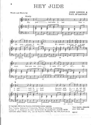 Download or order hey jude sheet music from the band the beatles arranged for piano, organ, guitar and more. Hey Jude (2) - The Beatles Free Piano Sheet Music PDF