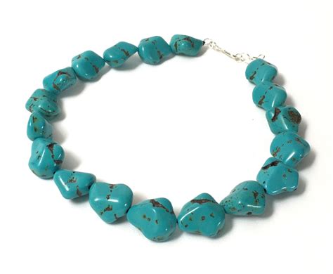 Turquoise Blue Magnesite Necklace Choker Collar Necklace Etsy Uk