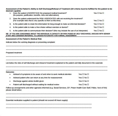 sample medical advice forms   ms word