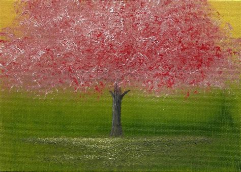 Original Abstract Textured Cherry Blossom Tree Oil Painting