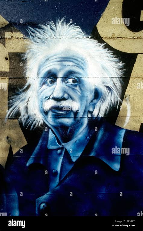 Graffiti Retrato De Albert Einstein Street Art El Rheinpark Duisburg