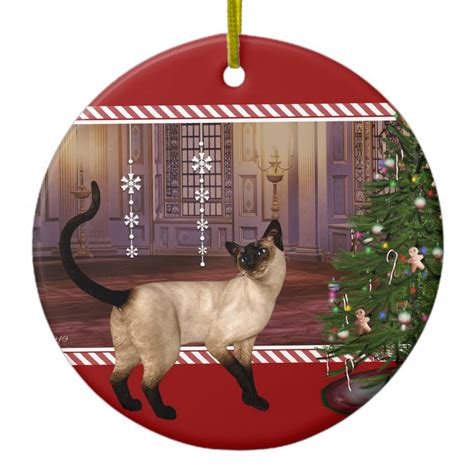 Siamese Cat Round Christmas Ornament Zazzle Christmas Ornaments