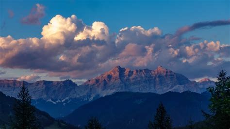 Cloud Over Dolomite Mountain Rocks Profile Stock Footage Videohive