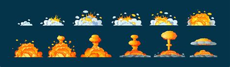 Frame Animation With Effect Of Burning Explosion Divided Into Frames