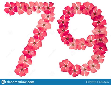 Numeral 79 Seventy Nine From Natural Red Flowers Of Periwinkle