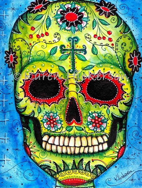 Dia De Los Muertos Folk Art Print Sugar Skull Day Of The Etsy