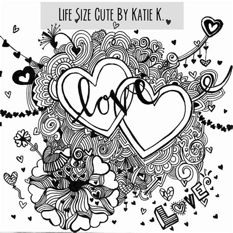 Love Coloring Page Adult Coloring Page Heart Doodle Page Doodle Art