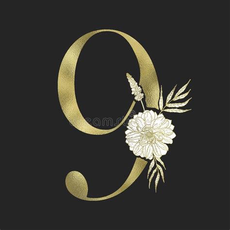 Decorative Gold Numeral On The Black Background Vector Stock Vector