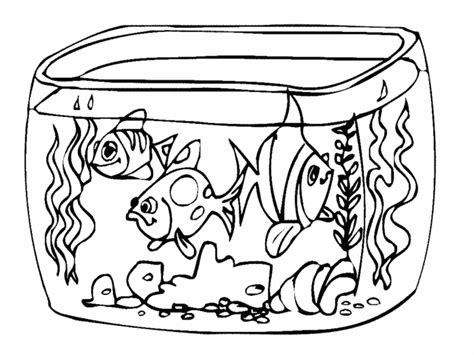 Livre de coloriage Poissons dans l aquarium à imprimer et à mettre en