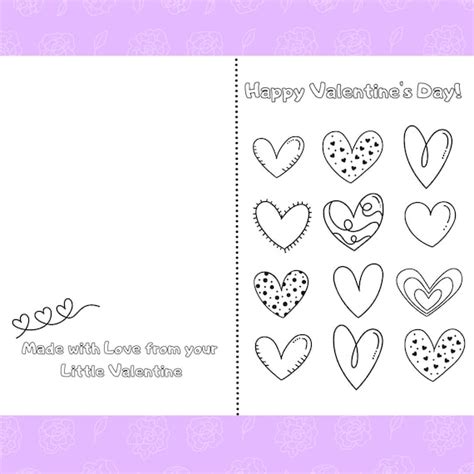 Heart You Printable Foldable Valentines Day Card To Color Etsy