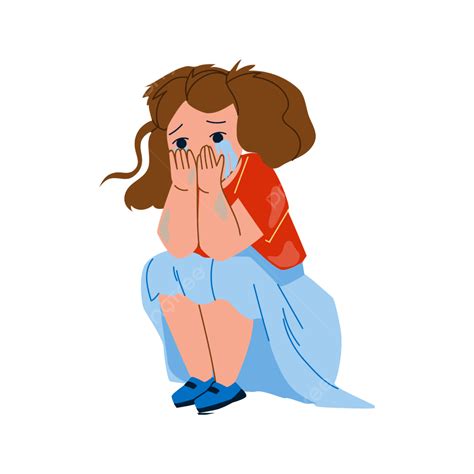 Sad Girl Sitting Down Cartoon