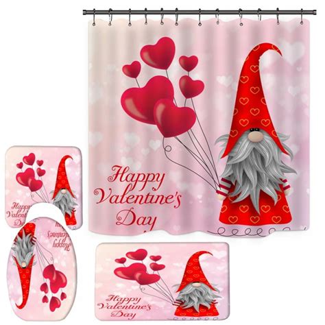 Valentines Shower Curtain Sets 4 Piece Shower Curtain 71 Bathroom Mat