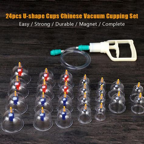 Zerone 24pcs U Shape Cups Chinese Vacuum Cupping Set Massage Therapy Suction Acupuncture