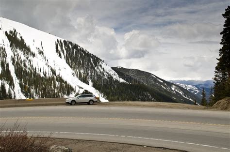 Road In Colorado With Snowy Mountains Editorial Photography Image Of