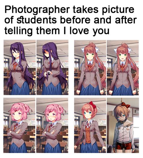 Before And After Being Told I Love You Doki Doki Literature Club