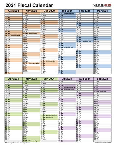 Fiscal Calendars 2021 Free Printable Excel Templates