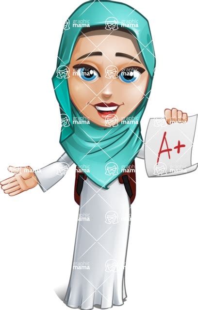 Cute Muslim Girl Cartoon Vector Character Aka Aida The Graceful School 1 Graphicmama