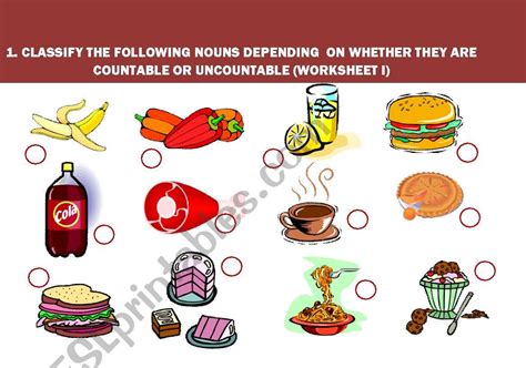 Uncountable And Countable Nouns Food Esl Worksheet By Garmarpi