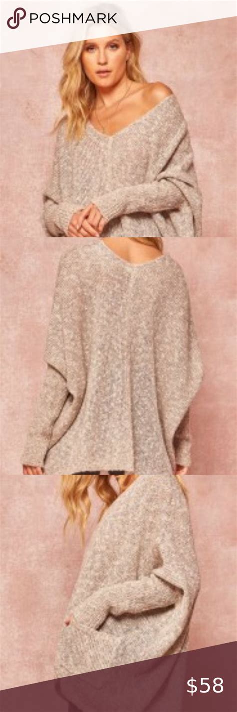 Batwing Sleeve Deep V Neck Knit Sweater