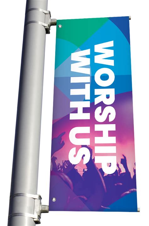 Worship With Us Light Pole Banner Style 19