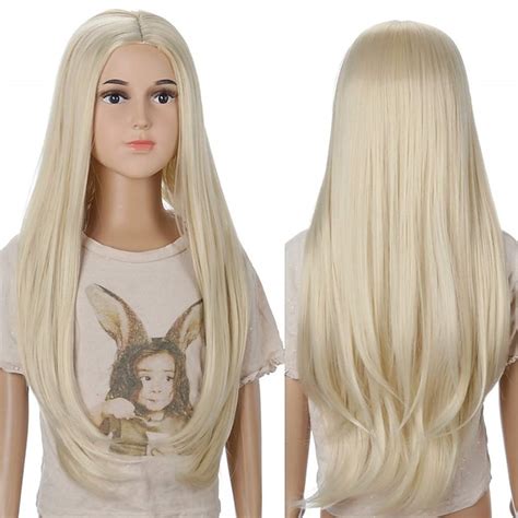 Kids Long Blonde Princess Wig Kids Halloween Costume Accessories