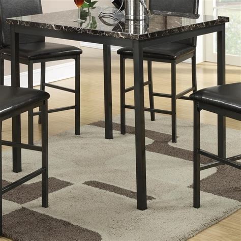 Shop Metal Counter Height Table With Faux Marble Top Black On Sale