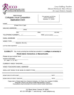 Collegiate Vocal Competition Doc Template PdfFiller