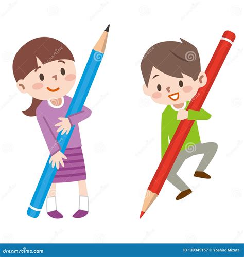 Illustration Of Kids Holding Pencils Stock Vector Illustration Of