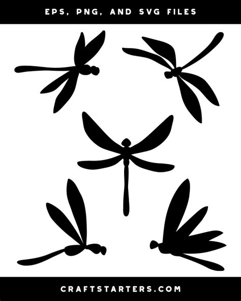 Flying Dragonfly Silhouette Clip Art