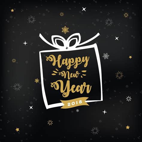 A Happy New Year Greeting Card With A T Box On It And Stars Around It