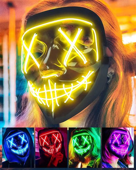 Scary Halloween Mask Led Light Up Mask Cosplay Glowing In The Dark Mask