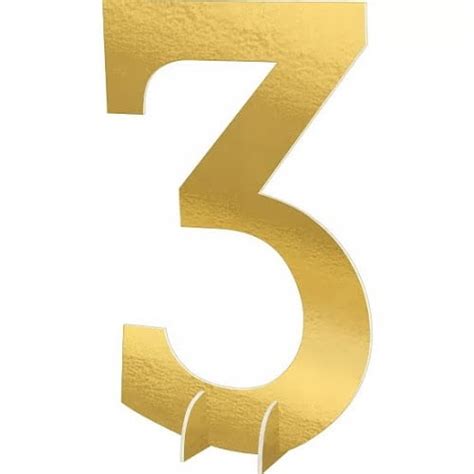 Giant Metallic Gold Number 3 Sign