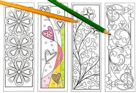 Valentine Coloring Bookmarks Page Instant Download Relax