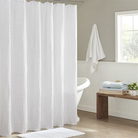 Home Essence Orinn Super Waffle Textured Solid Shower Curtain White