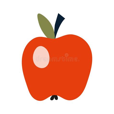 Red Apple Cartoon Style Trendy Modern Vector Illustration Isolated On