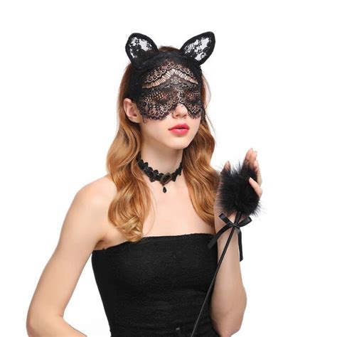 black lace cat ears mask veil headband fancy dress costume nightclub sex deco ebay