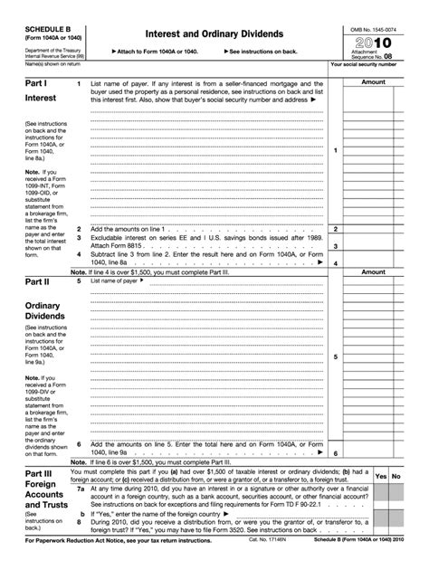 Irs Form 1040 Schedule B Fill Out And Sign Printable Pdf Template