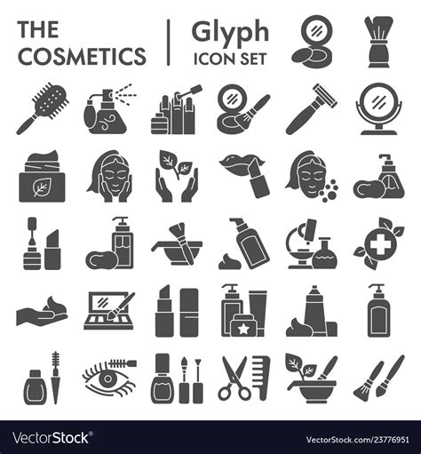Cosmetics Glyph Icon Set Makeup Symbols Royalty Free Vector
