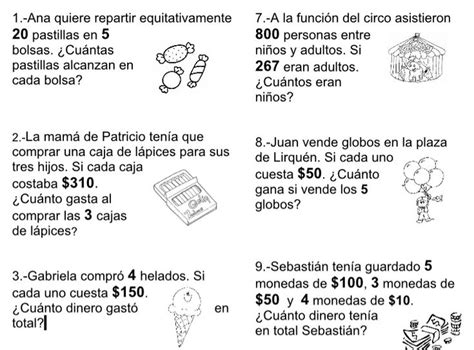 Banco De Problemas Matem 225 Ticos 2 Fichas Escolaresfichas Matematicas Tercer Grado