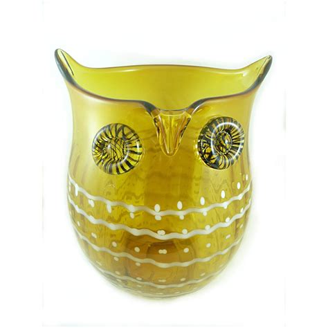 Big Vintage 1960s 70s Hand Blown Murano Italy Art Glass Modernist Owl Design Vase Glass Art