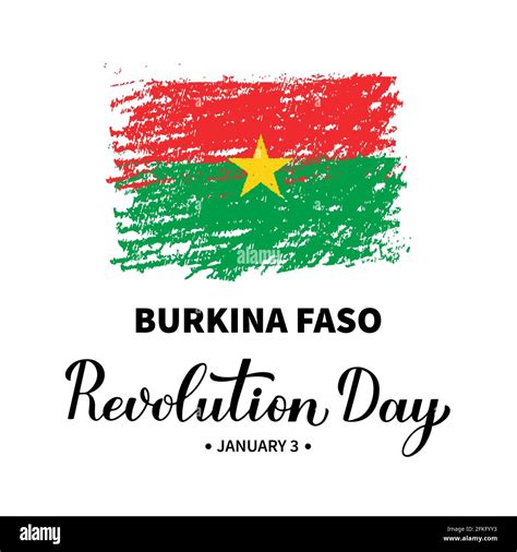 Burkina Faso Revolution Day Lettering With Flag National Holiday