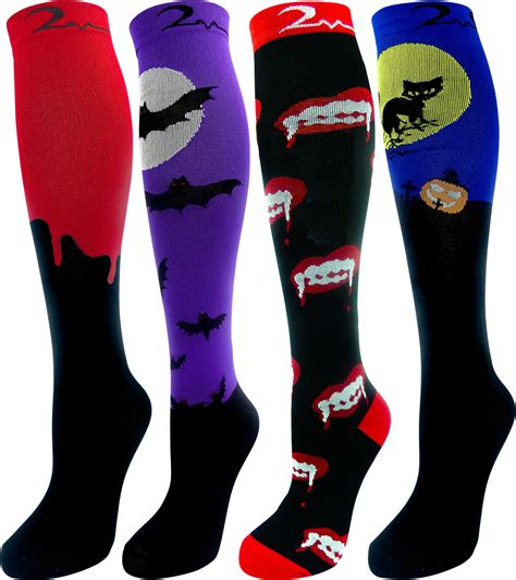 4 pair large x large colorful moderate graduated compression socks 15 20 mmhg mens and womens