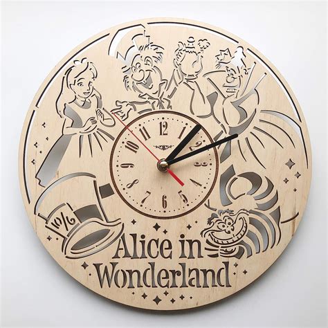 7artsstudio Alice In Wonderland Wall Clock Made Of Wood
