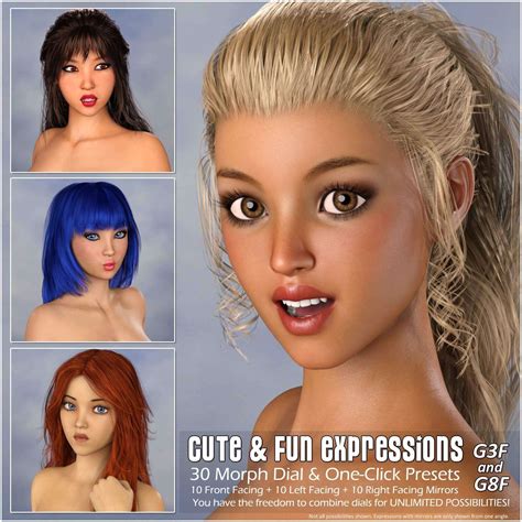 Cute And Fun Pose And Expression Bundle For G3f And G8f Daz Content By