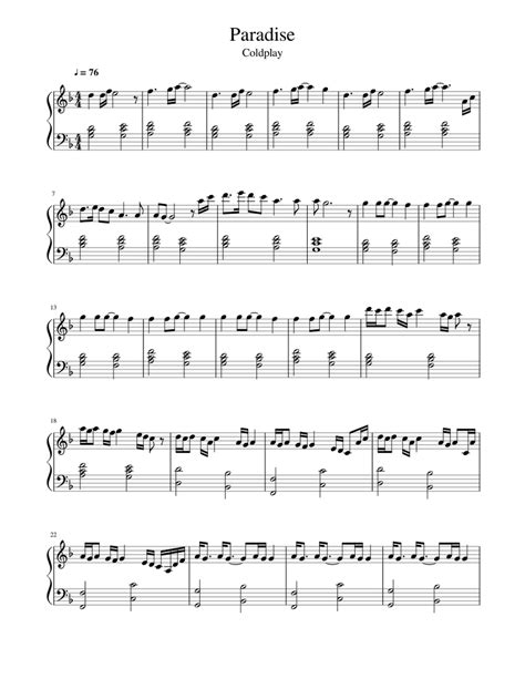 Paradise Coldplay Sheet Music For Piano Download Free