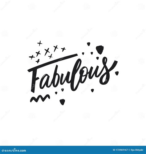 Fabulous Word Hand Drawn Lettering Isolated On White Background Black