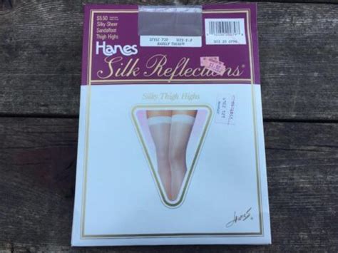 vtg hanes silk reflections silky thigh highs size ab barely there style 720 ebay